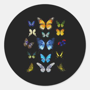 Sticker Rond collection d'espèces de papillons papillon botaniq