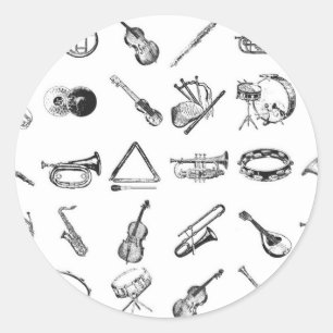 Sticker Rond Collection d'instruments de musique classiques