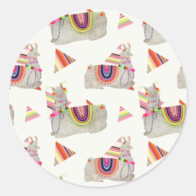 Sticker Rond Collection Llamarama Motif II (Devant)