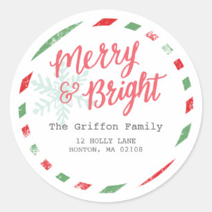 Sticker Rond Collection Merry Postage