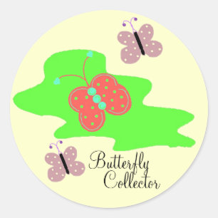 Sticker Rond Collectionneur de papillons
