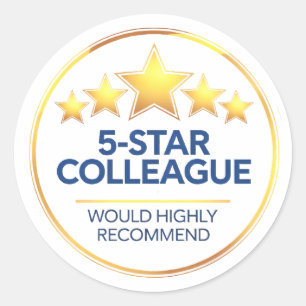 Sticker Rond Collègue Cinq Étoiles, Cadeau De Camarade, Examen