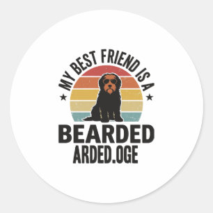 Sticker Rond Colley barbu Design pour amateur de chien Coucher