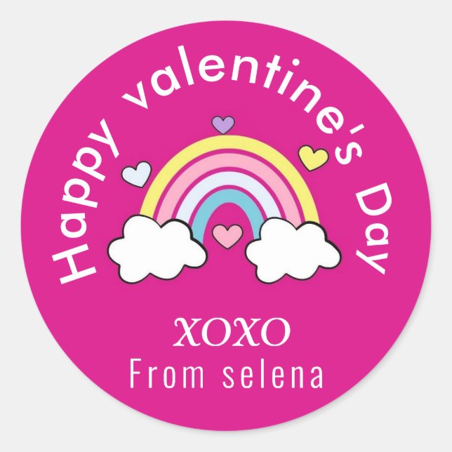 Sticker Rond collier d'amour rose de la Saint-Valentin (Devant)