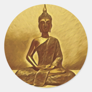 Sticker Rond Collier de bouddha d'or