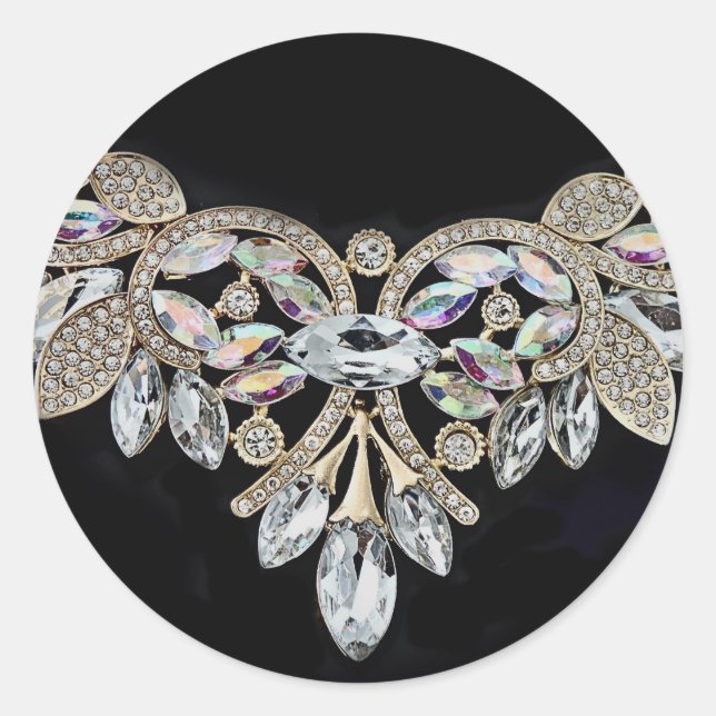 Sticker Rond Collier diamant argent noir (Devant)