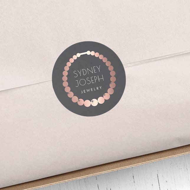 Sticker Rond Collier d'or rose | Logo de conception de bijoux (Créateur téléchargé)