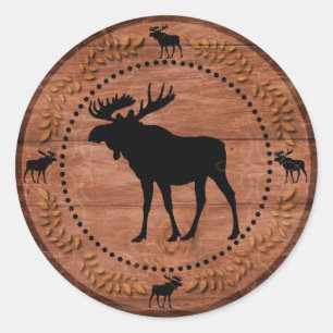 Sticker Rond Collier en cercle d'orignal en bois rustique