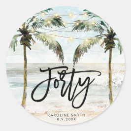 Sticker Rond collier plage palmiers tropicaux 40e anniversaire