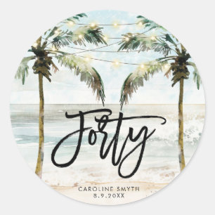 Sticker Rond collier plage palmiers tropicaux 40e anniversaire