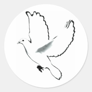 Sticker Rond Colombe de blanc