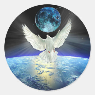 Sticker Rond Colombe de paix au-dessus de la terre de l'espace