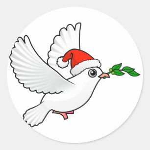 Sticker Rond Colombe de paix de Père Noël