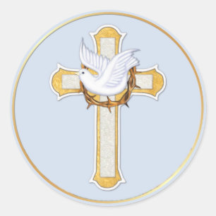 Sticker Rond Colombe et croix