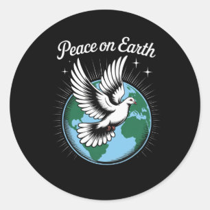 Sticker Rond Colombe et globe de la foi de Noël Paix sur Terre