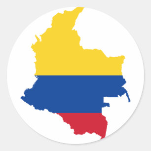 Sticker Rond Colombie Carte du drapeau CO