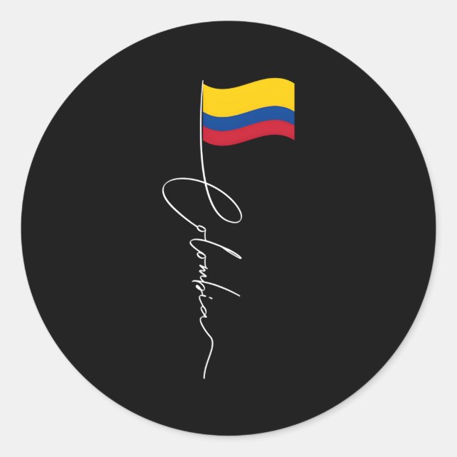 Sticker Rond Colombie Signature Drapeau Poteau Patriotique Colo (Devant)