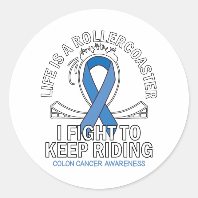 Sticker Rond Colon cancer conscience ruban bleu foncé (Devant)