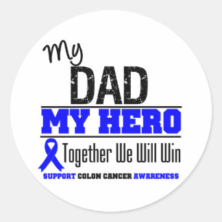 Sticker Rond Colon Cancer Mon père Mon héros