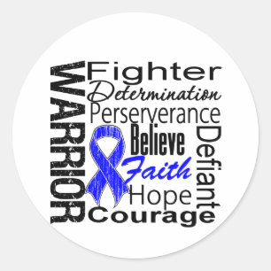Sticker Rond Colon Cancer Warrior Collage