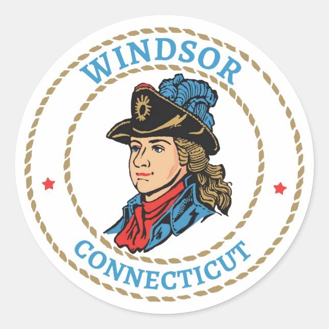 Sticker Rond Colonial du Connecticut de Windsor (Devant)