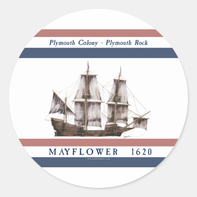 Sticker Rond colonie de Plymouth de la fleur printanière 10 (Devant)