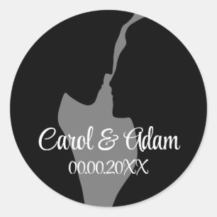Sticker Rond Colonne de mariage personnalisées de silhouette de