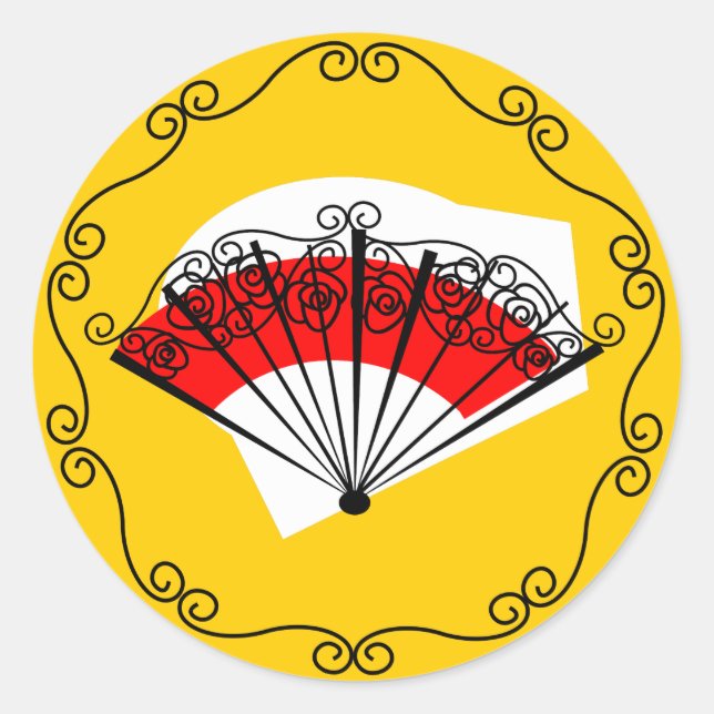 Sticker Rond Colonne espagnole Fan Border ronde (Devant)