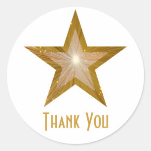 Sticker Rond Colonne ronde Gold Star "Merci" blanche