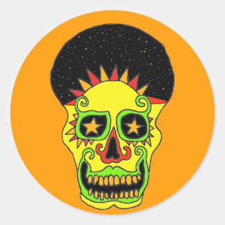 Sticker Rond Colonne Sun Skull jour et nuit
