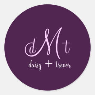 Sticker Rond Colonnes Plum-plaine + Monogrammes lilas