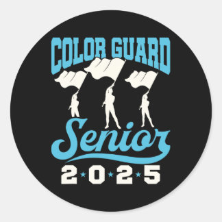 Sticker Rond Color Guard Senior 2025 drapeaux Marching et Gradu