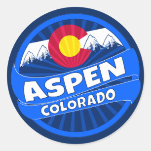 Sticker Rond Colorado Aspen collant d'éclatement de montagne
