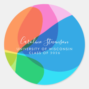 Sticker Rond Coloré Abstrait Rainbow Fun Graduation personnalis