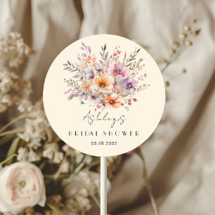 Sticker Rond Coloré, Bouquet De Fleurs Enterrement De Vie De Je