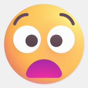 Sticker Rond Coloré Ombré Anguished Visage triste Emoji sorcier