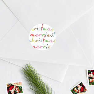 Sticker Rond coloré rétro moderne Joyeux Noël