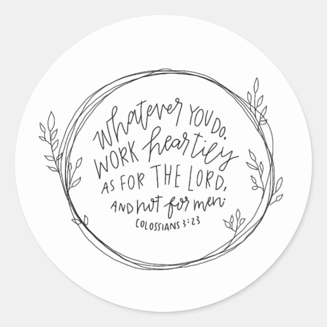 Sticker Rond Colossiens 3:23 (Devant)