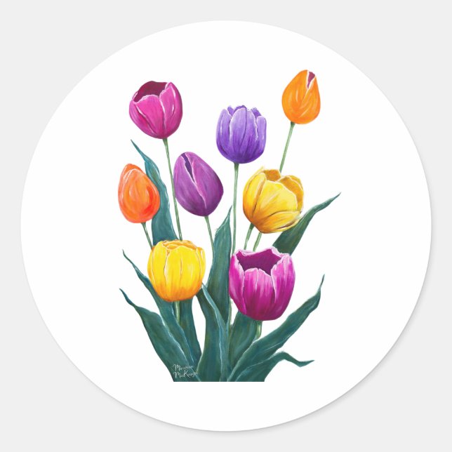 Sticker Rond Colourful Tulips (Devant)