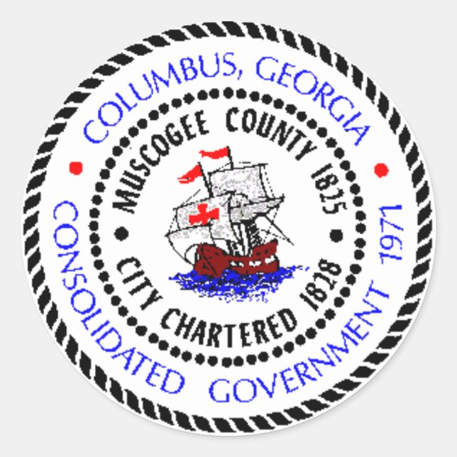 Sticker Rond Columbus, Georgia Seal (Devant)