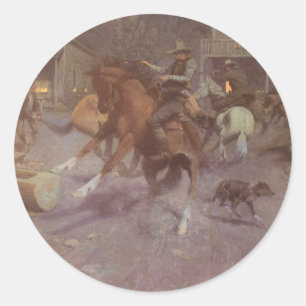 Sticker Rond Combat au Roundup Saloon par Bill Gollings