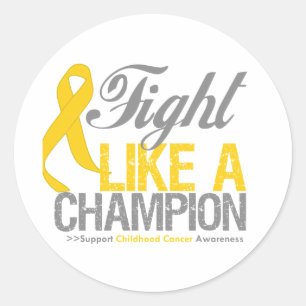 Sticker Rond Combat comme un Cancer d'enfance de champion
