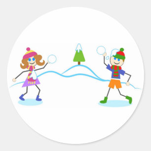 Sticker Rond Combat de snowball