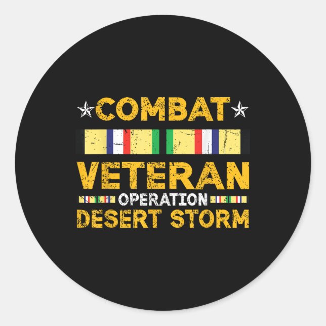 Sticker Rond Combat Tempête du désert Vétéran Service de guerre (Devant)