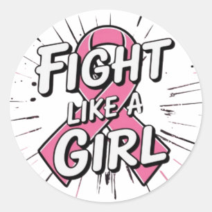 Sticker Rond Combats comme une fille   Conception pour la sensi