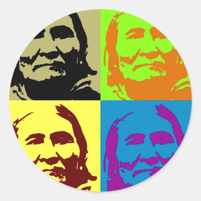 Sticker Rond Combattant de la liberté Pop Art Geronimo (Devant)