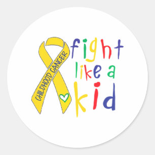 Sticker Rond Combattre comme un enfant Ruban d'or Sensibilisati