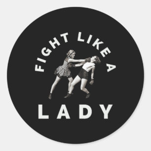 Sticker Rond Combattre comme une dame Boxing