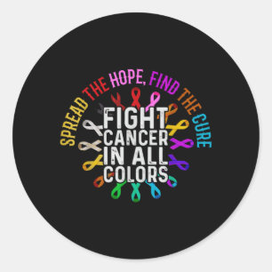 Sticker Rond Combattre le cancer dans et de toutes les couleurs