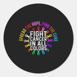 Sticker Rond Combattre le cancer toutes les couleurs